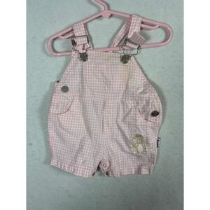 Weebok Baby Pink Gingham Overalls 12M Adjustable Straps Cotton Blend Snap‎